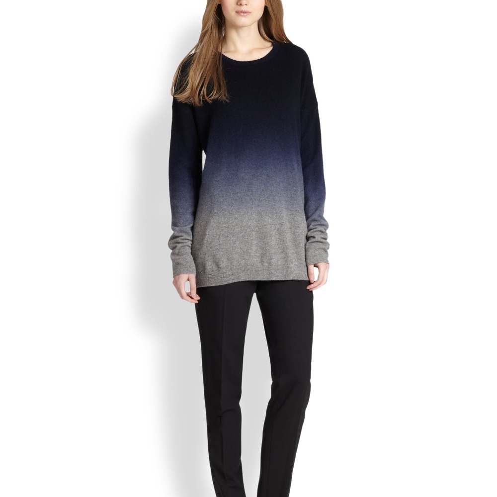 Vince Ombre Black/Gray Cashmere Sweater (Large)